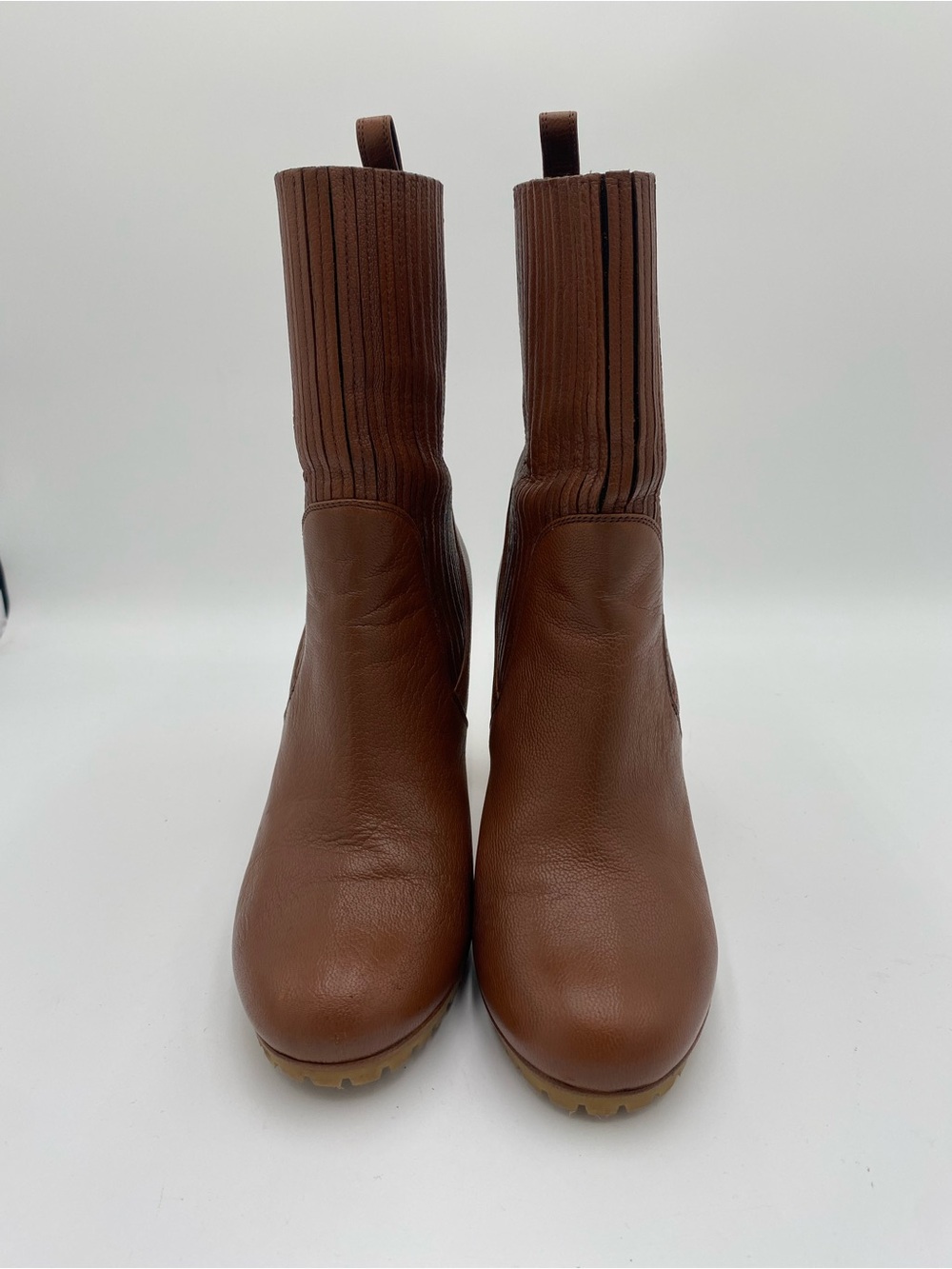 Gucci Brown Leather Mid-Calf Heeled Boots